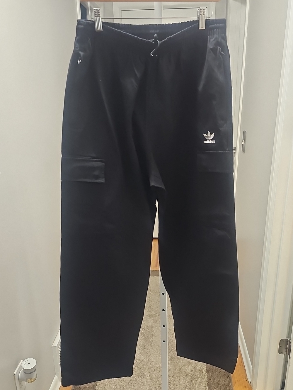 adidas Black Men's Cargo Jogger Pants with Trefoil Logo